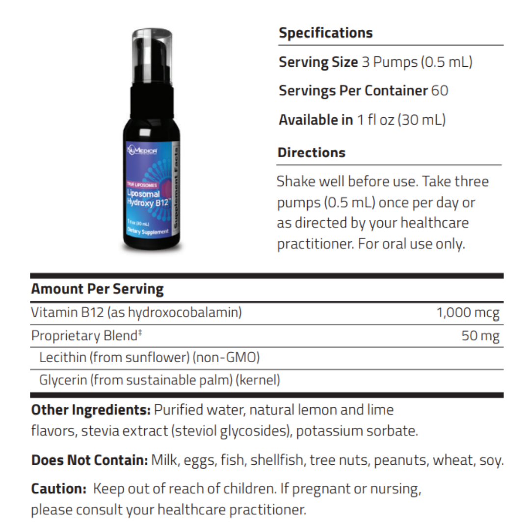Liposomal Hydroxy B12™ by NuMedica - 30mL